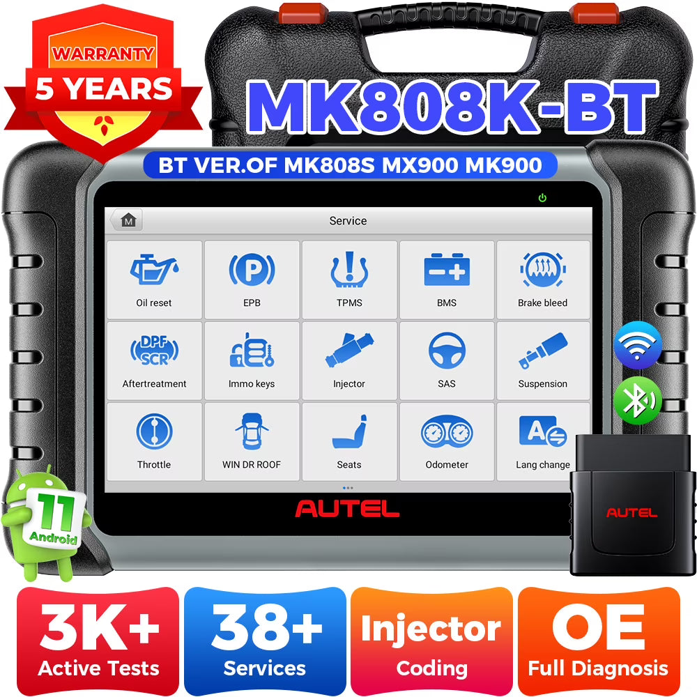 Autel MaxiCOM MK808-BT Automotive Diagnostic Scan Tool 28+ Service, Active Tests, Same as MK808BT PRO MK900BT