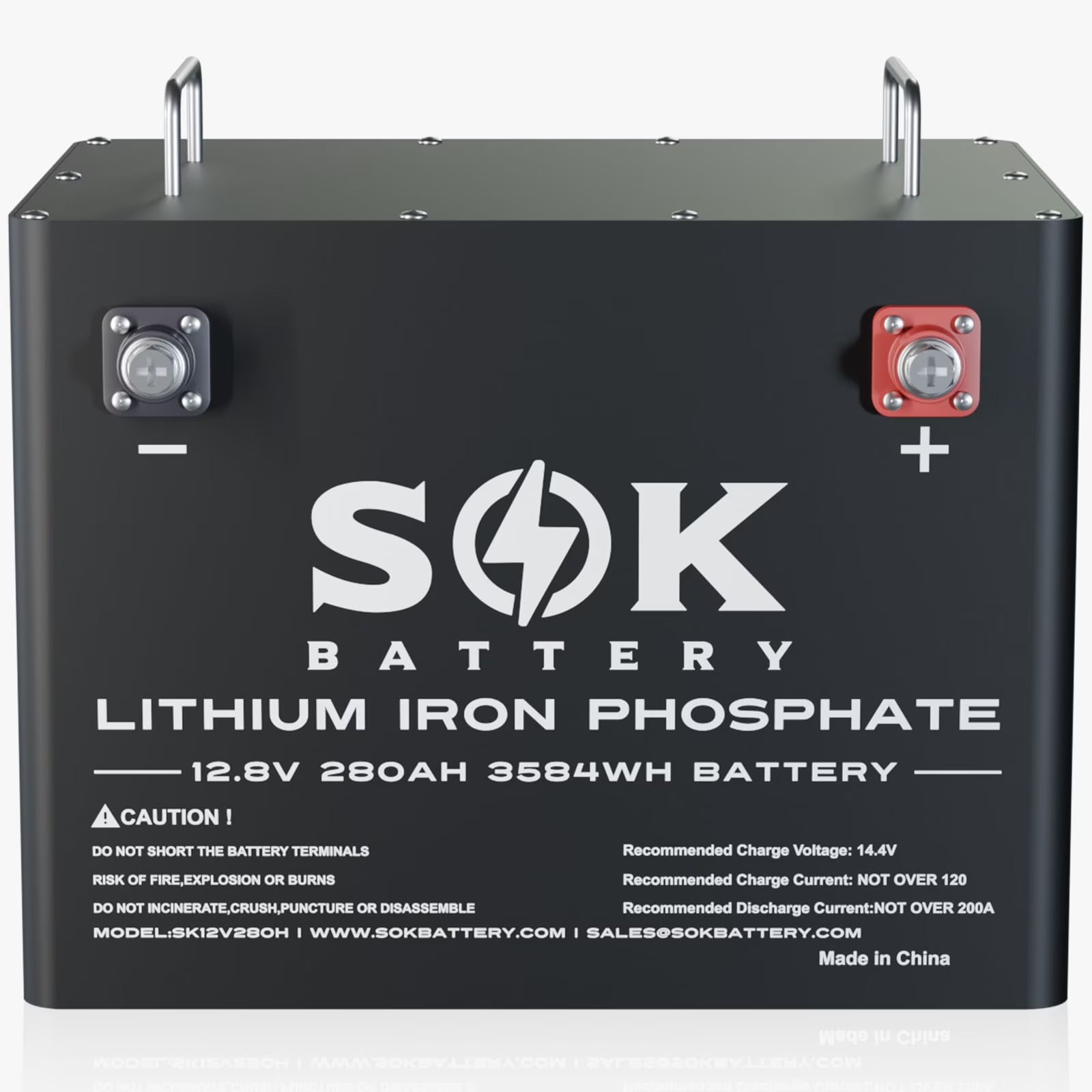 SOK Bluetooth 12V 280AH Lifepo4 Battery 12Volt Lithium Battery. Built-in 200A Smart BMS, Support Low Temperature Charging (-4?H/-20??). for Boat Off-Grid RV Solar Marine Trolling Motor. Aluminum Shell.