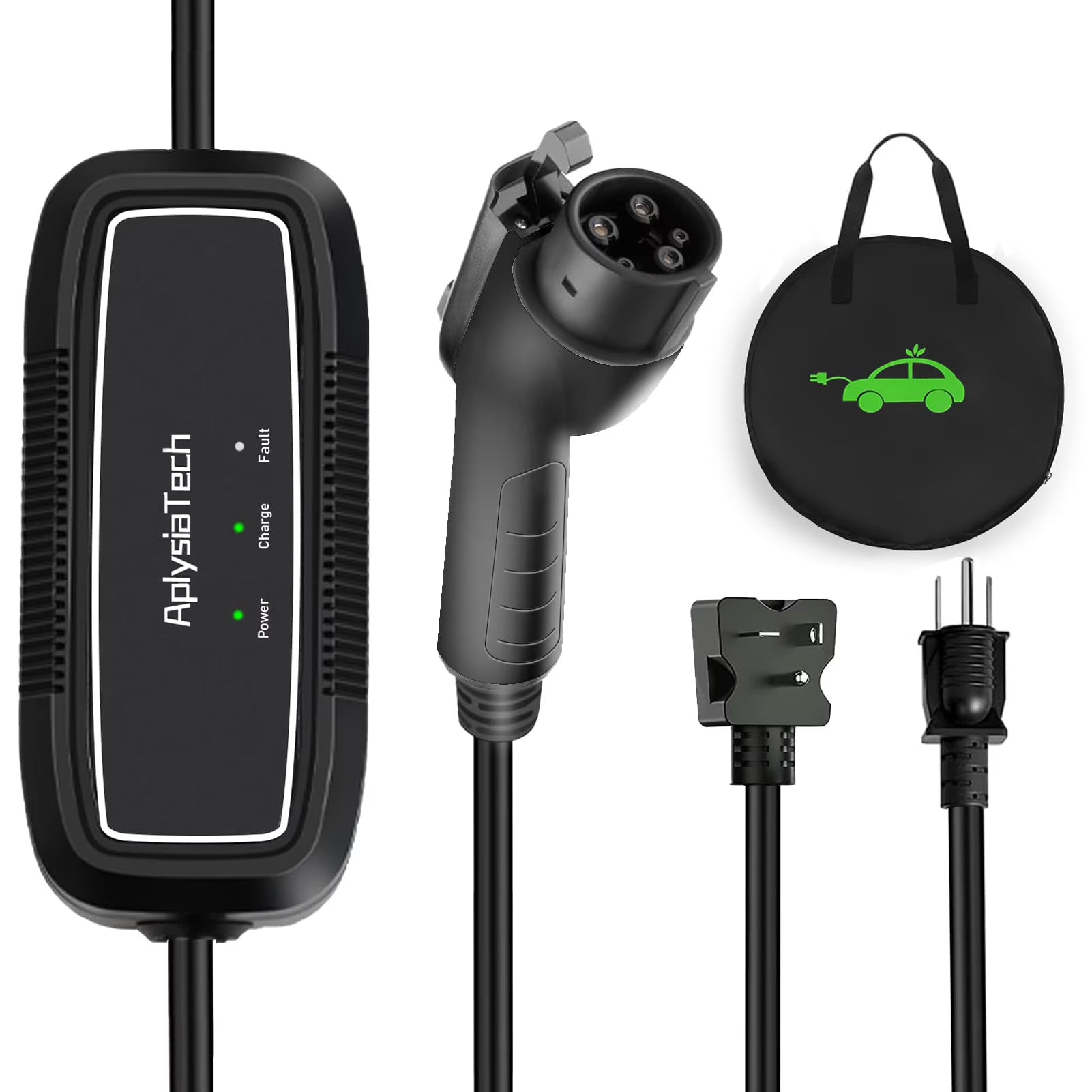 AplysiaTech Level 1+2 EV Charger, 16Amp 110-240V, Portable SAE J1772 Electric Car Charger, Plug-in EV Charging Station for Home,21 Ft Level 2 Charger Cable NEMA 6-20Plug(Tesla Need Adapter) C105