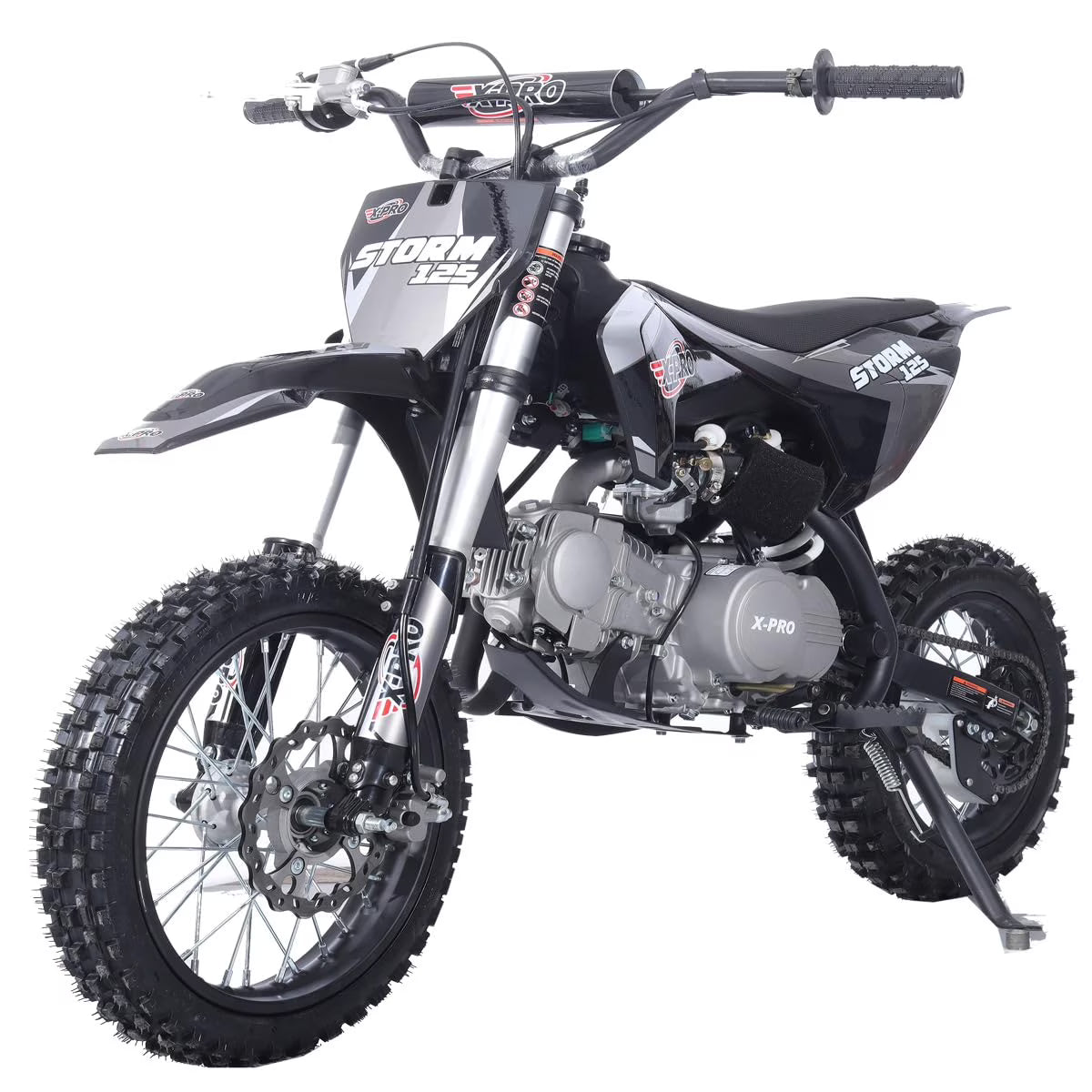 X-Pro Brand New Storm 125cc Dirt Bike with 4-Speed Semi-Auto Transmission, Kick Start, Big 14 /12  Tires!