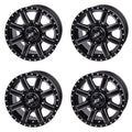 (4 Pack) 4/110 Tusk Cascade Wheel 12x7 5.0 + 2.0 Machined/Black For Yamaha Kodiak 700 4x4 2016-2024