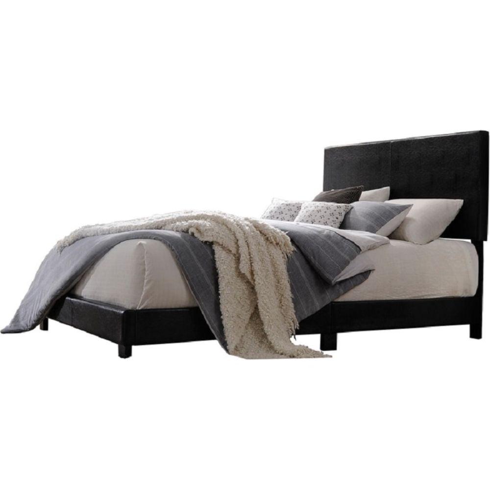 ACME Lien Panel Faux Leather Queen Bed. Black