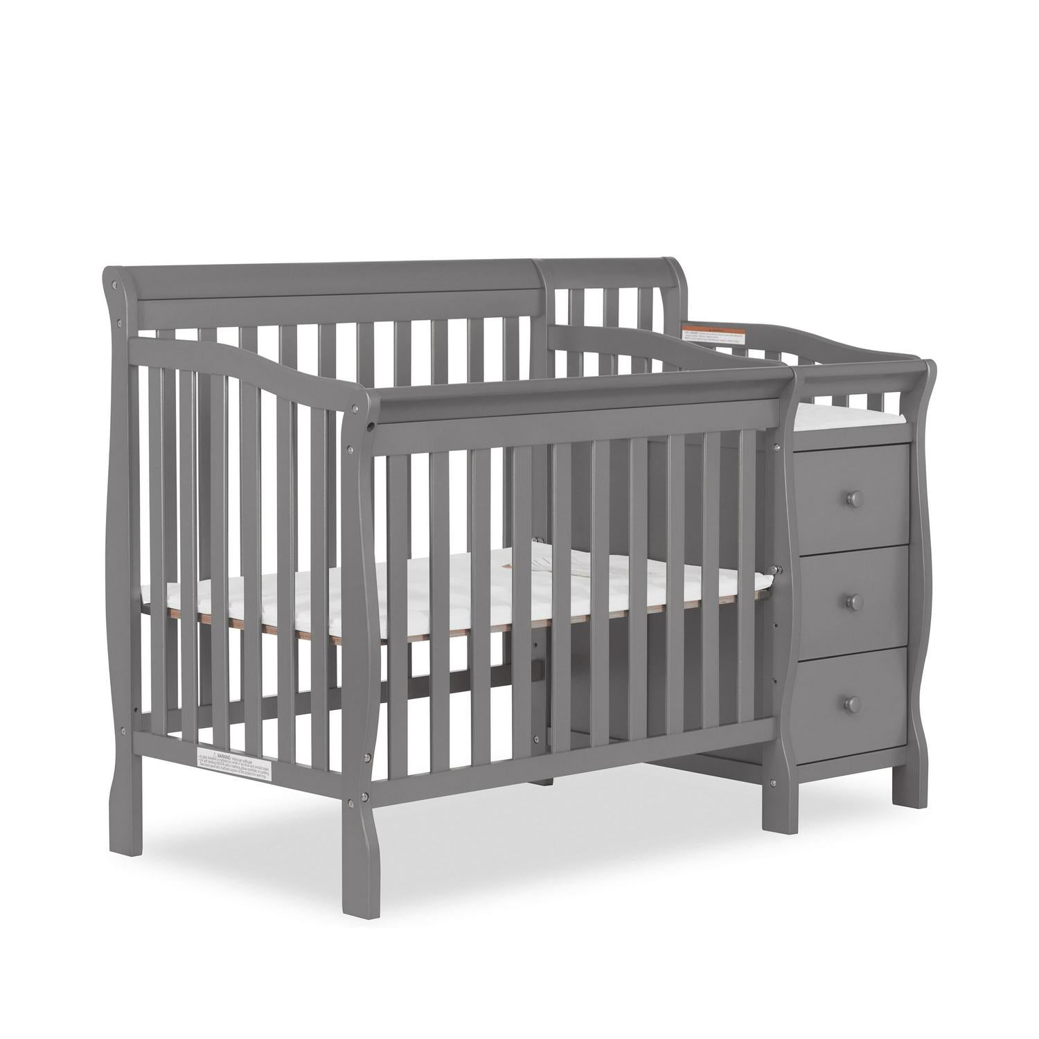 Dream On Me Jayden 4-in-1 Convertible Mini Crib and Changer. Storm Grey