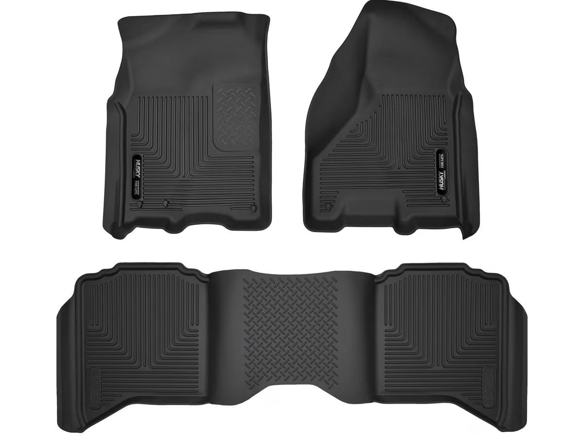 Husky Liners Weatherbeater Floor Mats | Fits 2009 - 2024 Ram 1500 (19-24 Classic Body only) Crew Cab; 2010 - 2018 Ram 2500/3500 w/Automatic Transmission | Front & 2nd Row, 3-pc Black - 99001