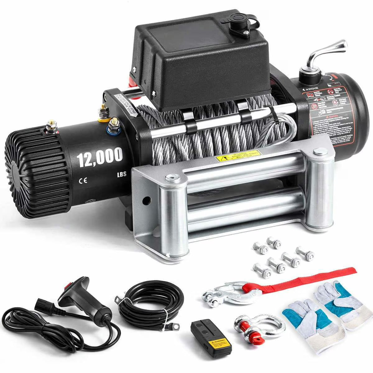 Choco Moon Truck Winch 12000lbs Electric Winch 85ft/26m Steel Cable 12V Power Winch Jeep Winch with Wireless Remote Control and Powerful Motor, Jeep UTV ATV Truck Winch
