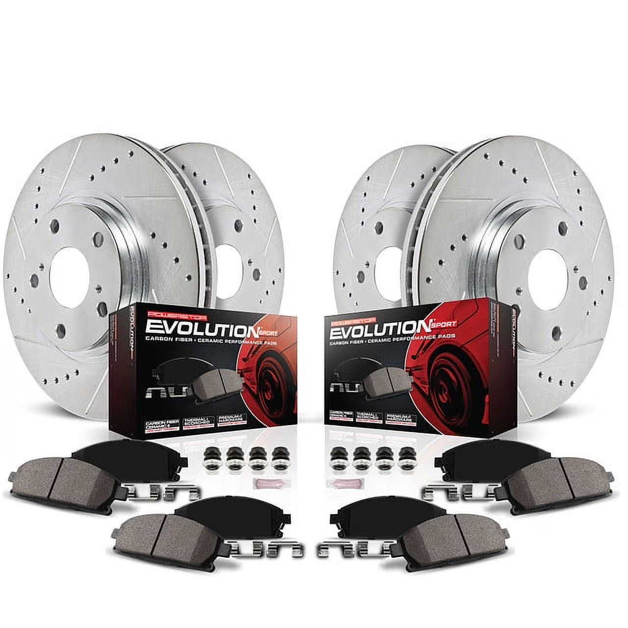 PowerStop Front and Rear Z23 Evolution Sport Carbon-Fiber Ceramic Brake Pad and Drilled & Slotted Rotor Kit Fits: LEXUS Select Models K6513
