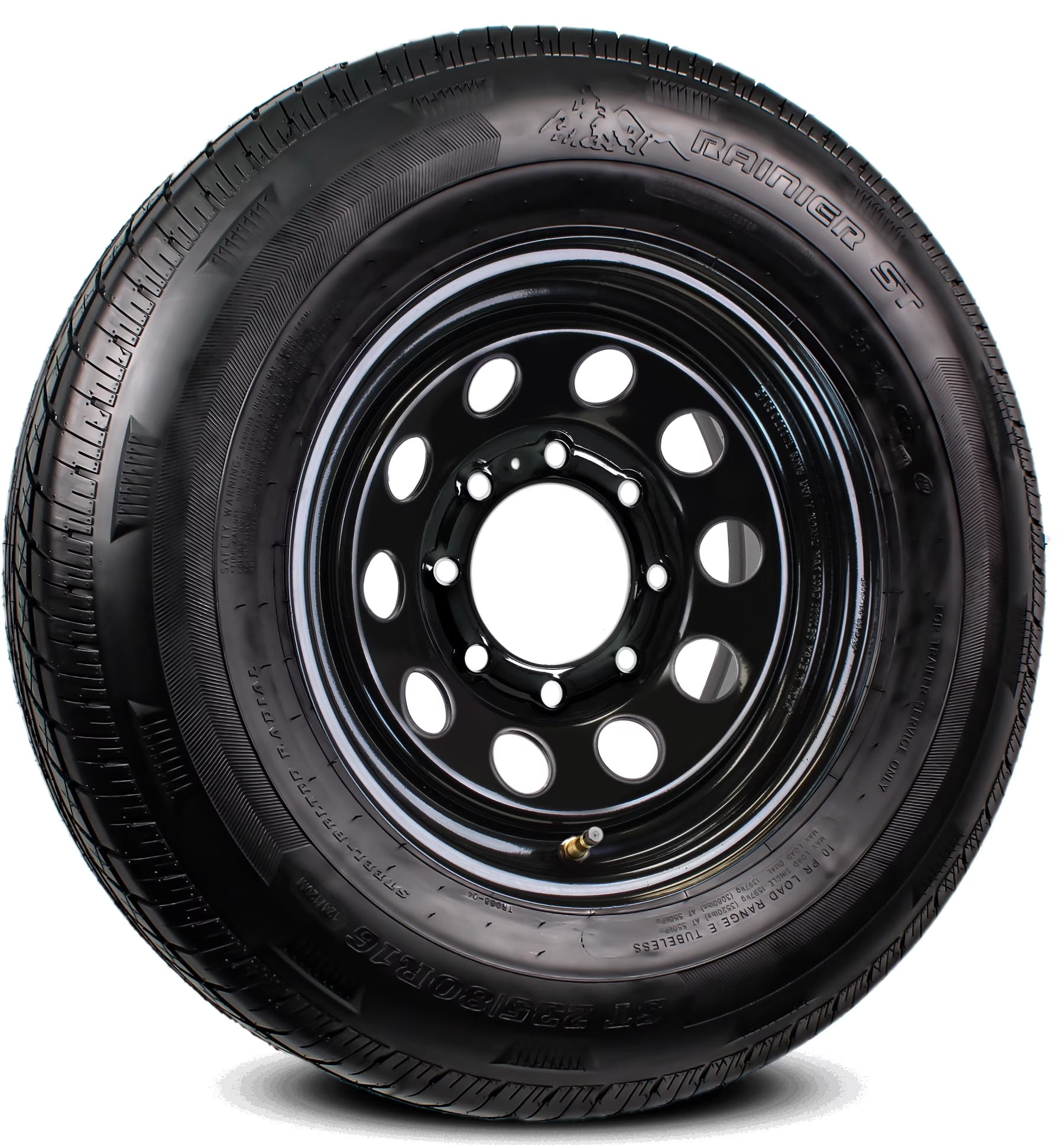 eCustomrim Radial Trailer Tire and Rim ST235/80R16 Load E 16x6 8-6.5 Black Modular Wheel