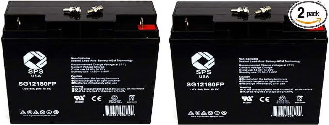 SPS Brand 12V 18Ah Replacement Battery (SG12180FP) for Pride Mobility GoGo SC44LR Wheelchair MKB ES17 12 scooter (2 Pack)