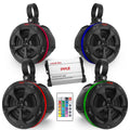 Pyle Waterproof off-Road Speakers W/ Amplifier 4 inch 800W 4-Channel Marine Grade Wakeboard System