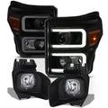 AKKON - For 11 12 13 14 15 16 Ford F250 F350 F450 Super Duty Black LED Projector Smoke Headlights w/ Fog Lights