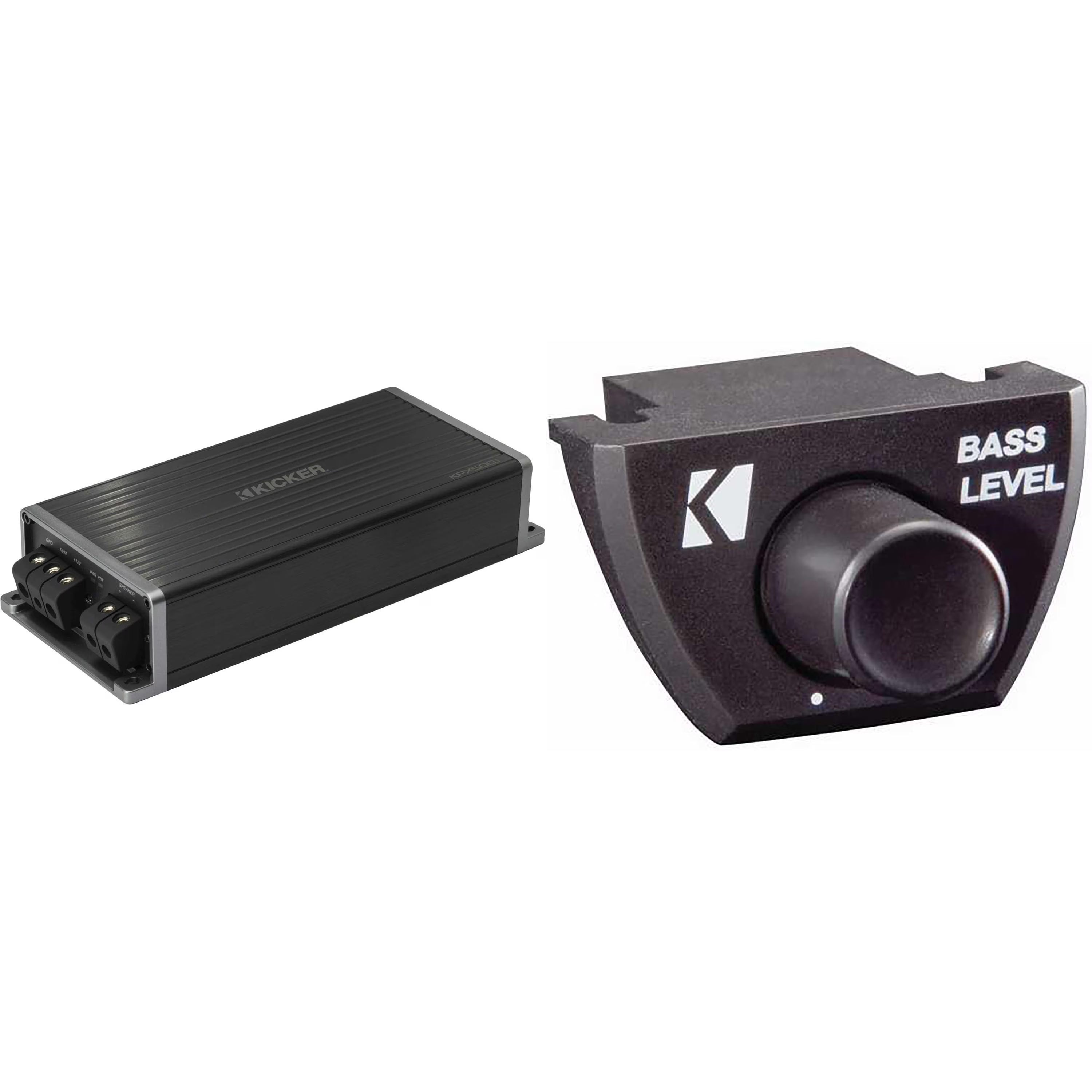 Kicker 51KPX5001 KPX500.1 500-Watt Powersports & Motorcycle Subwoofer Amplifier w/ Bass Knob Bundle