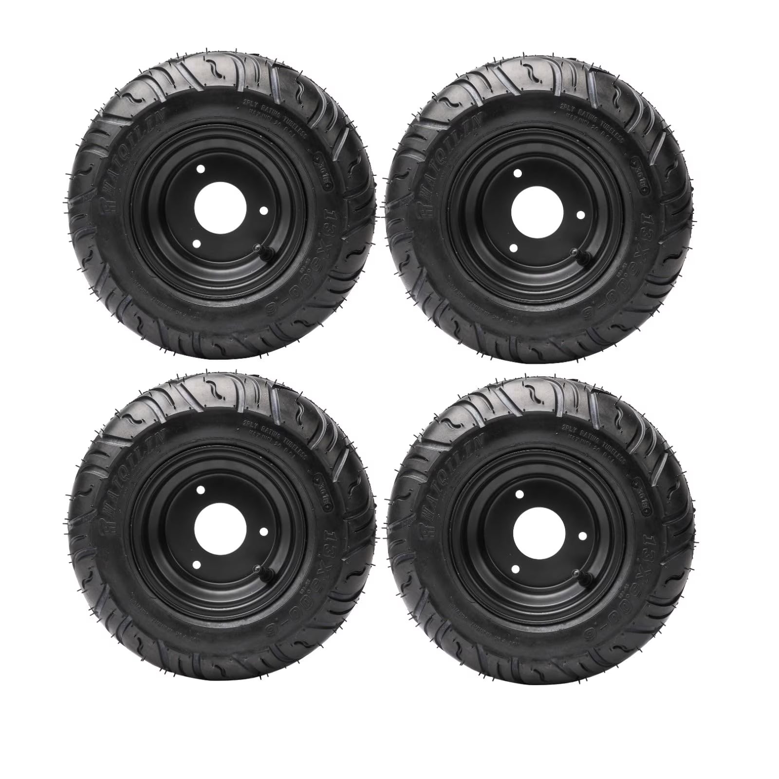 4pcs 13x5.00-6 Tire and Wheel Rim Assembly 13x5-6 Lawn Mower Tire 3 Lug Rim 6  Go Kart Wheels Road Tire Tubeless for ATV Quad Buggy 4 Wheeler Scooter Mini Bike Garden Tractor Snow Blower