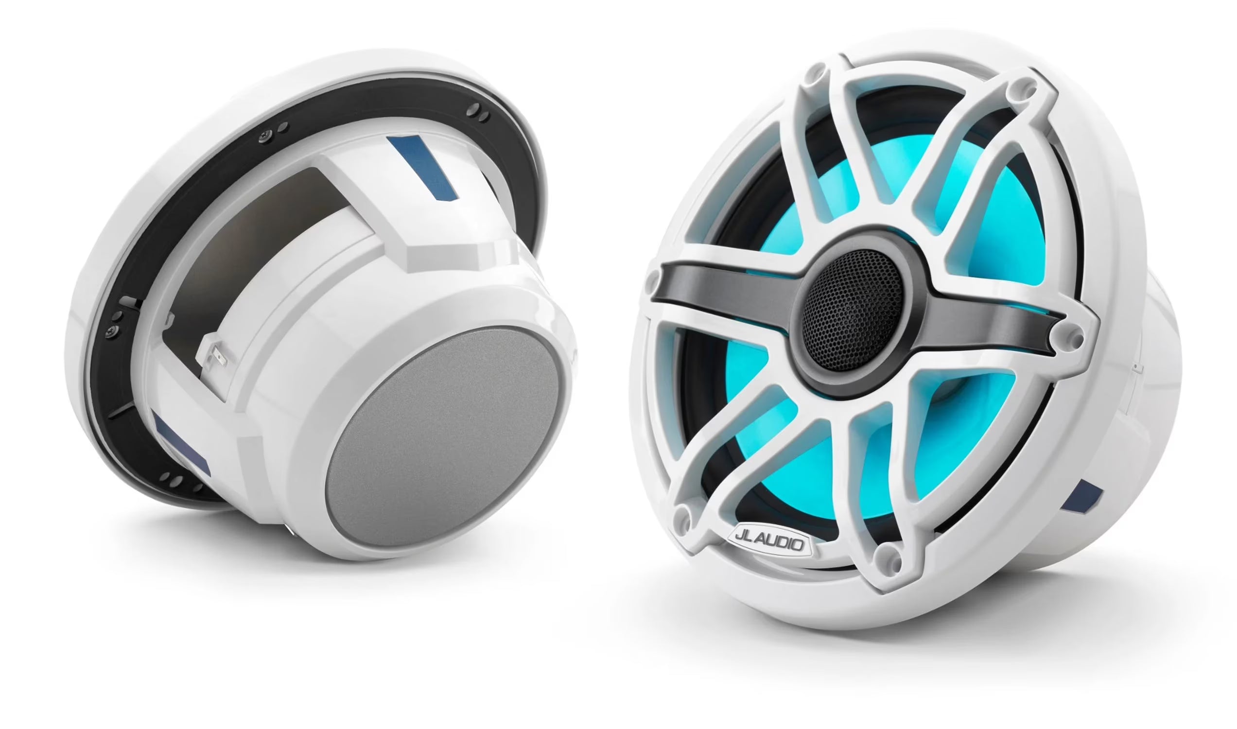 JL Audio M6-770X-S-GwGw-i 7.7-inch Marine Coaxial Speakers with Transflective? LED Lighting, Gloss White