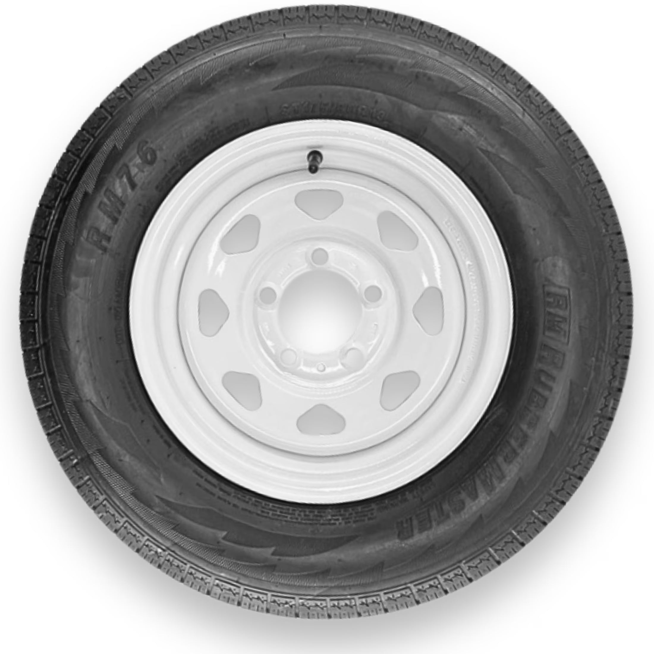 RubberMaster ST175/80R13 8 Ply Highway Rib Tire and 5 on 4.5 Eight Spoke