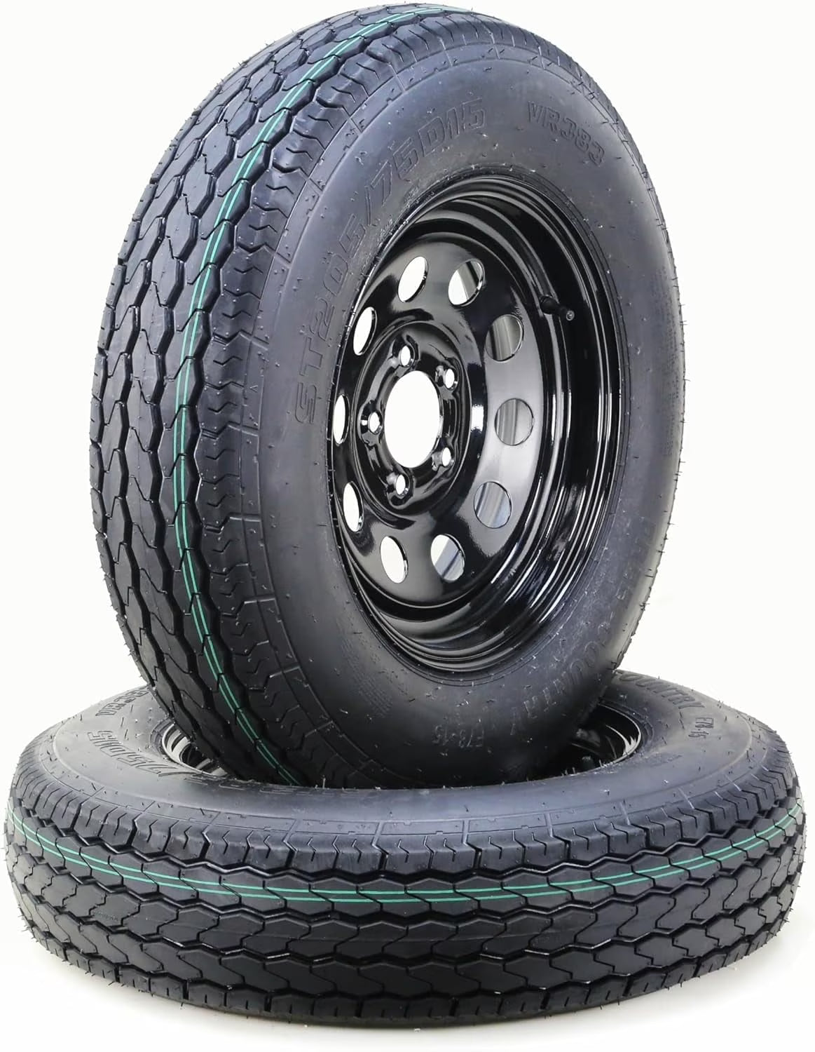 Free Country Trailer Tire Wheel Assembly ST205/75D15 6-Ply C 101L 5 Lug on 4.5  PCD Mod Rim ,SET 2