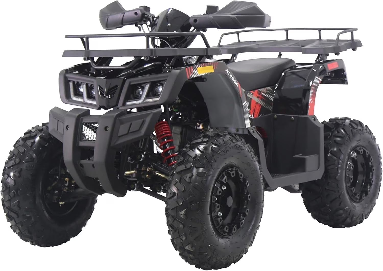 Coleman Powersports AT200R 169cc Adult Gas ATV, High-Speed Off-Road Quad Up to 38 MPH & 20 Miles Range, Automatic Transmission, Front & Rear Cargo Racks, Ages 16 and Up, Black