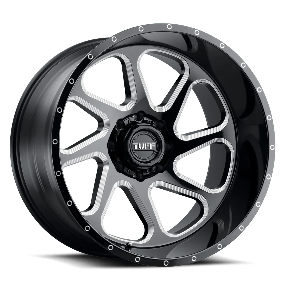 Tuff T2B 24X14 5X127 -72Et 87.1Cb Gloss Black W/ Milled Spokes Wheel