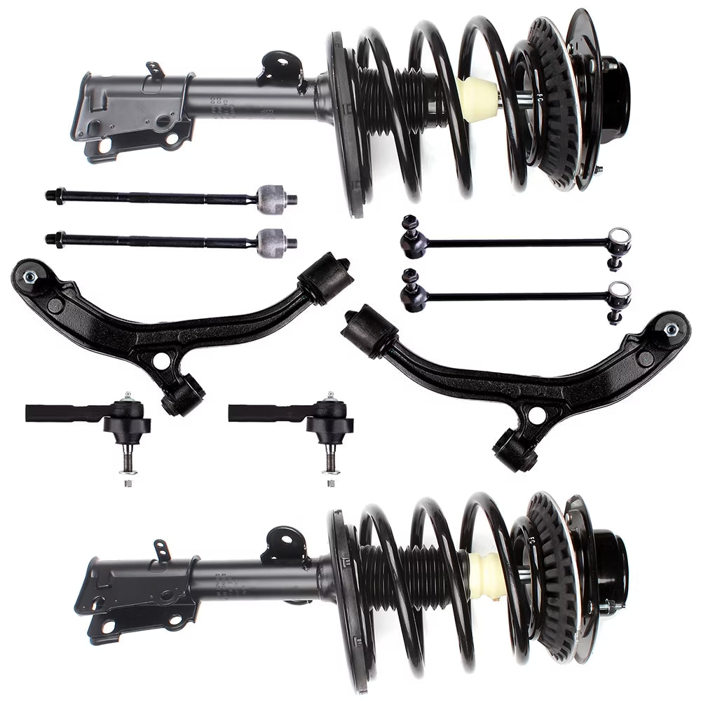 AUTOMUTO Struts & Shocks Quick-Strut Front Strut Spring Assembly Tie Rod End Control Arm and Ball Joint Assembly Stabilizer Bar Link Fit For 2001-2004 for Chrysler Town & Country