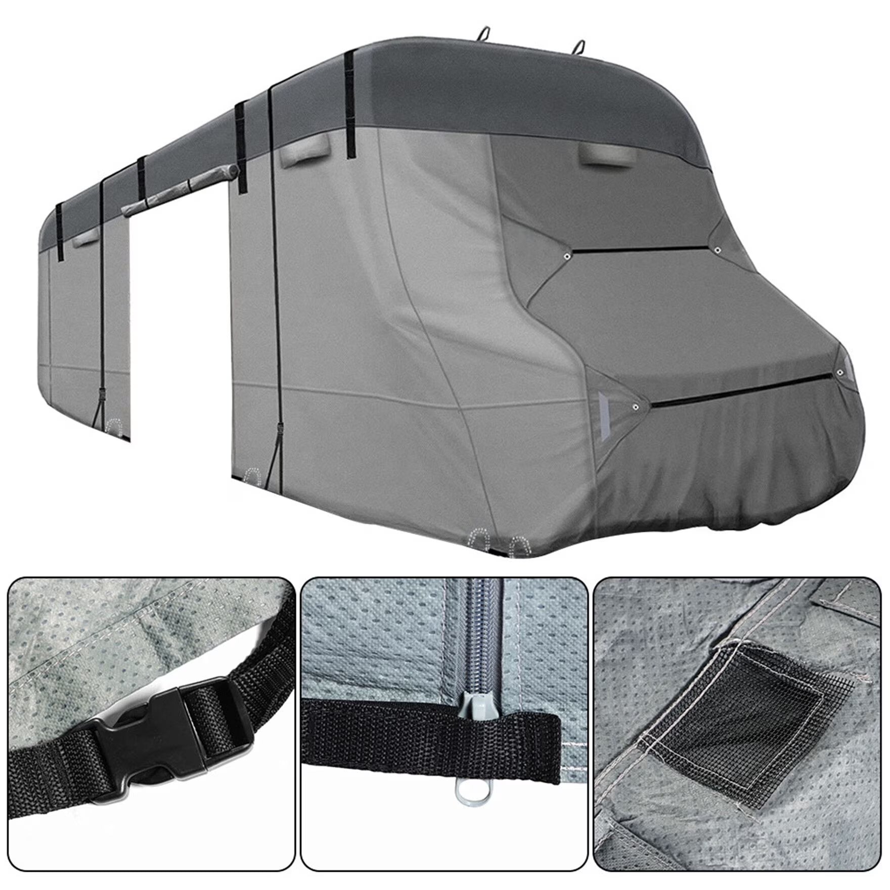 munirater RV Cover 6 Layers Top Panel Camper Cover Motorhome Fits 26-29 Foot Non-Woven Fabric with Accessories Replacement for Class C