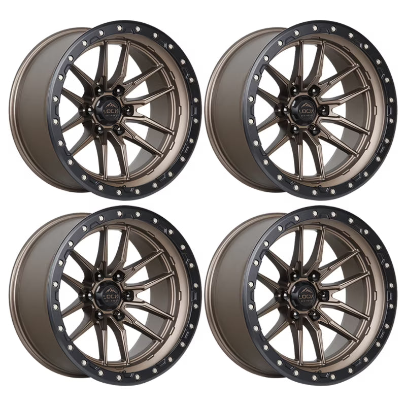 4 x Lock Offroad Krawler Matte Bronze Wheels 5x127 18x9 -12et Truck Suv Rims