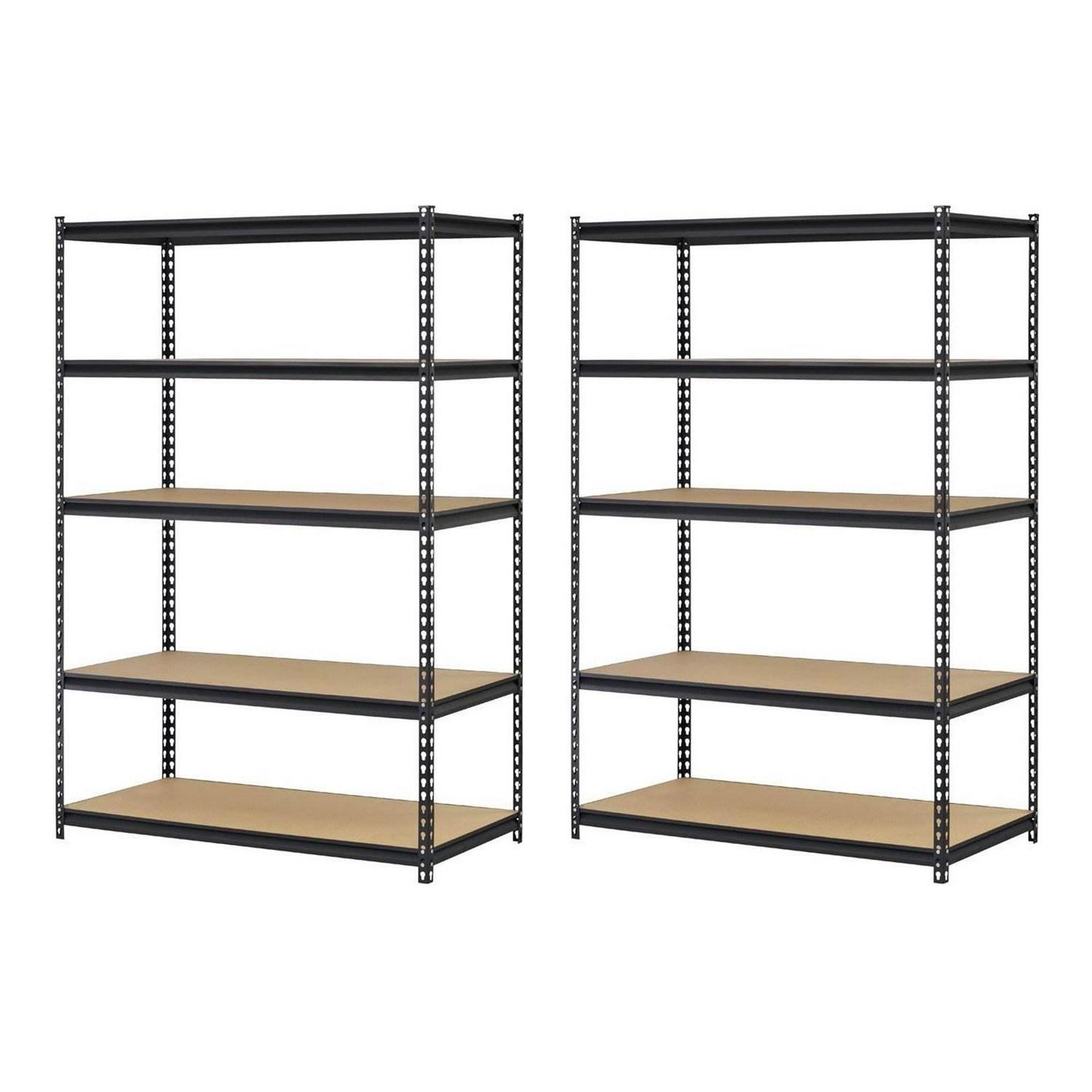 Edsal 5 Shelf 4000 Lb. 48x18x72¡å Adjustable Storage Rack Shelves (2 Pack)