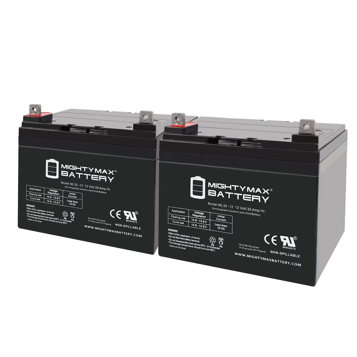 ML35-12 - 12V 35AH Battery for Pride Jazzy Select Electric Wheelchair - 2 Pack