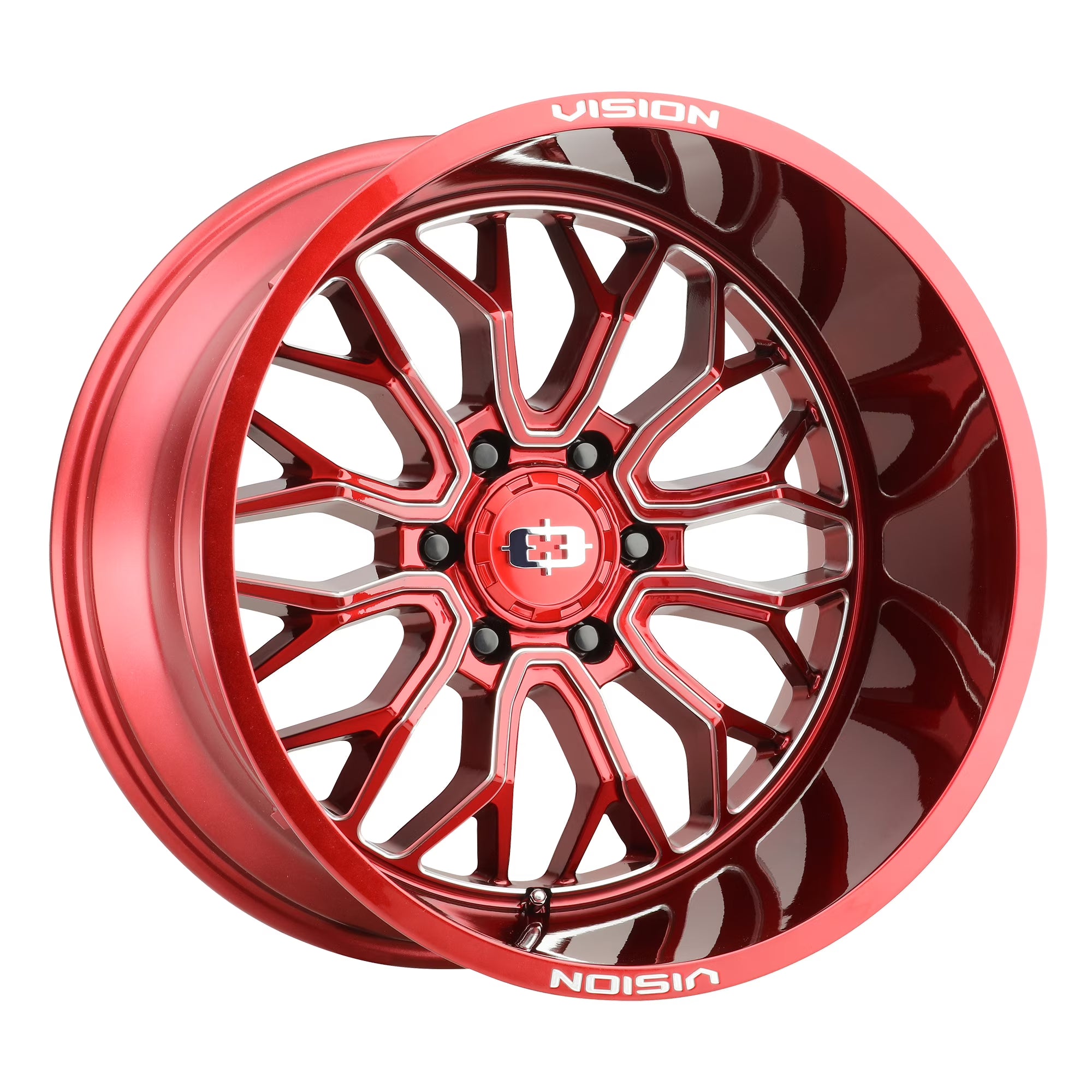 22x10 Vision 402 Riot Red Tint Milled Spoke Wheel 8x180 (-19mm)