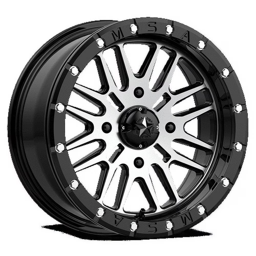 MSA Offroad Wheels Aluminum Rim M37 BRUTE BEADLOCK 15X7in Gloss Black Machined Finish, M37-05756