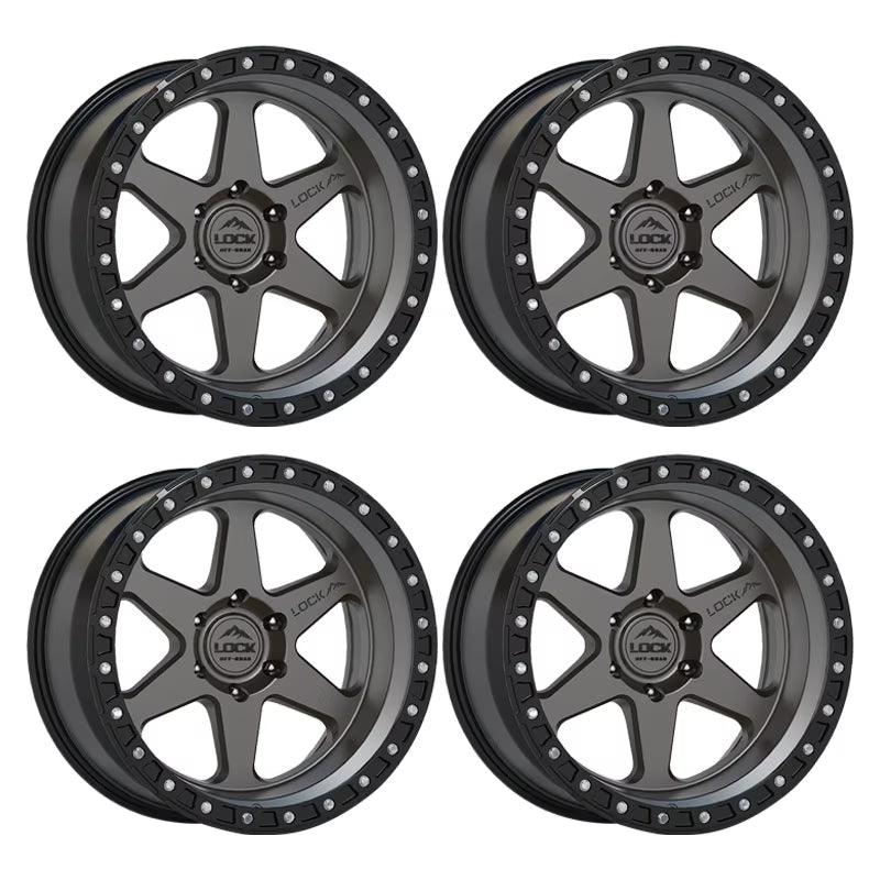 4 x Lock Offroad Olympus Matte Gray Wheels 6x139.7 17x9 -35et Truck Suv Rims