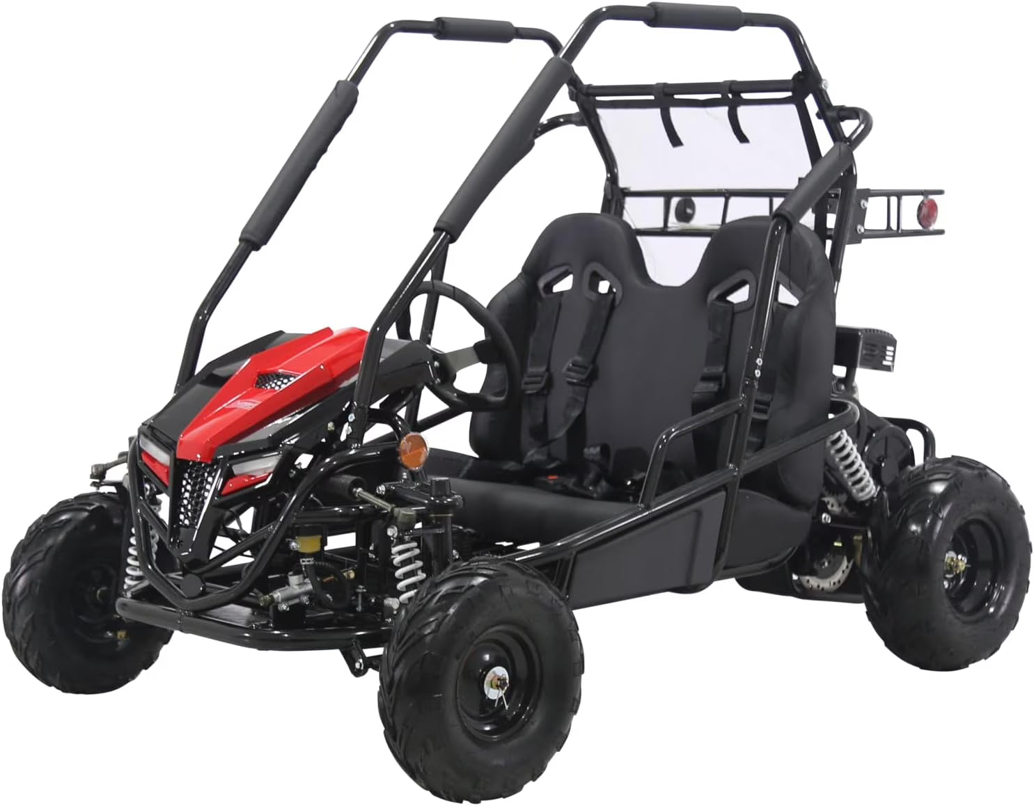Coleman Powersports GK200 196cc Gas Powered Go-Kart, Two-Seater Off-Road Vehicle Up to 23 MPH, Rugged Suspension, Pull-Start Engine, Ages 13+, Red