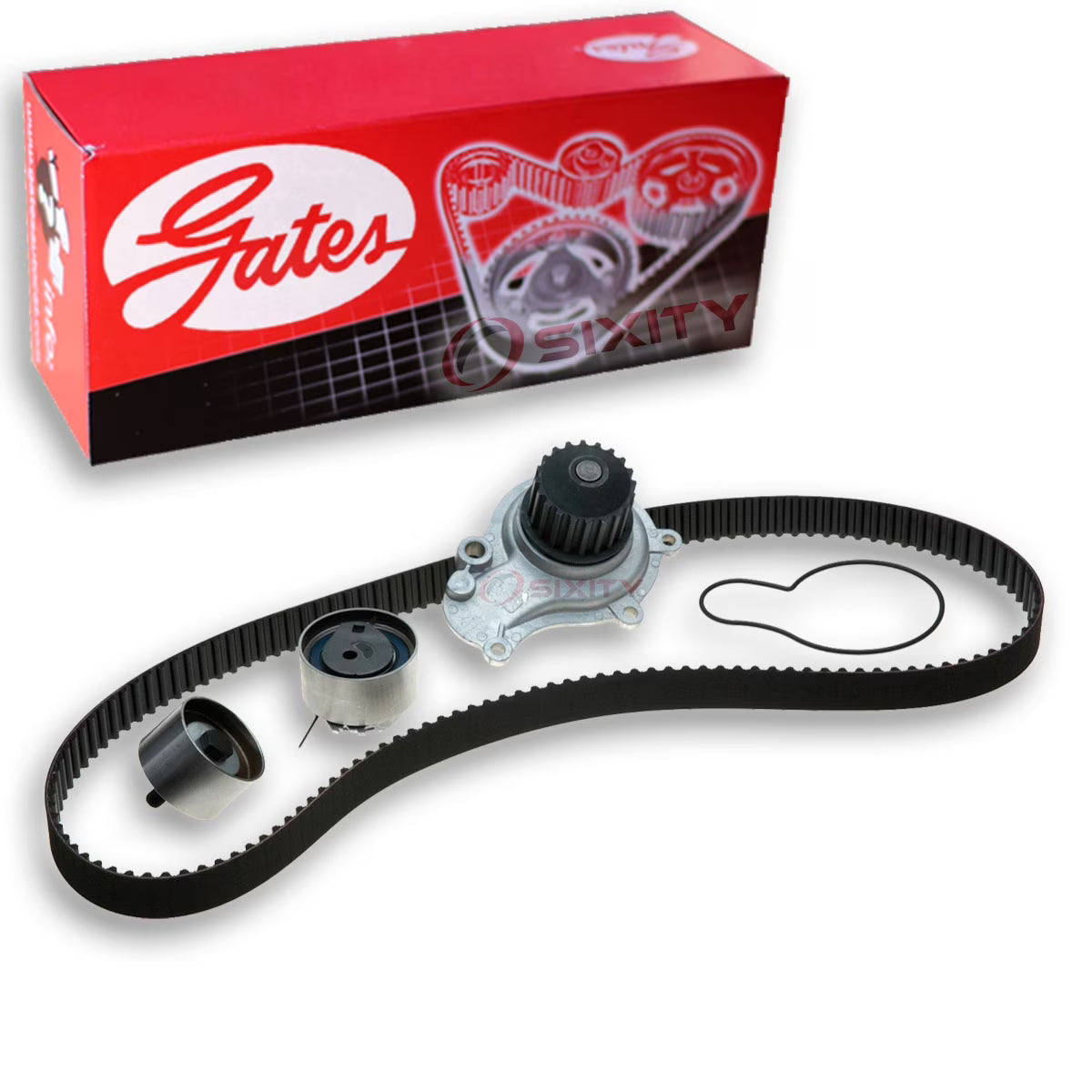 Gates PowerGrip Timing Belt Kit w Water Pump compatible with Chrysler PT Cruiser 2.4L L4 2003-2010