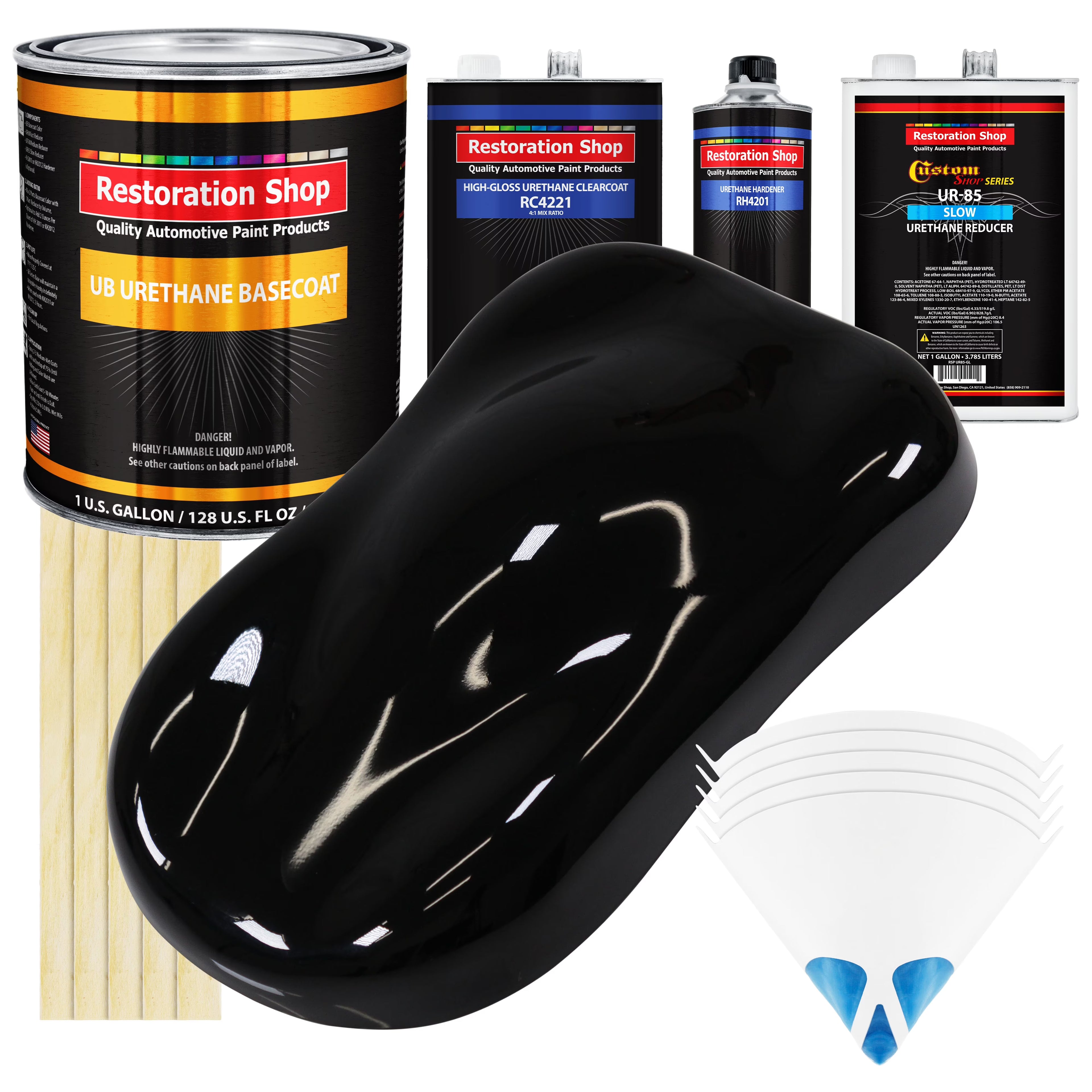 Boulevard Black SLOW 1 Gallon Automotive Paint Kit URETHANE BASECOAT & Clearcoat