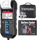 TOPDON BT300P Car Battery Tester 12V 24V 100-2000CCA Lead-Acid Battery, Scan Tool with Built-in Printer, Automatic Reverse Polarity Protection