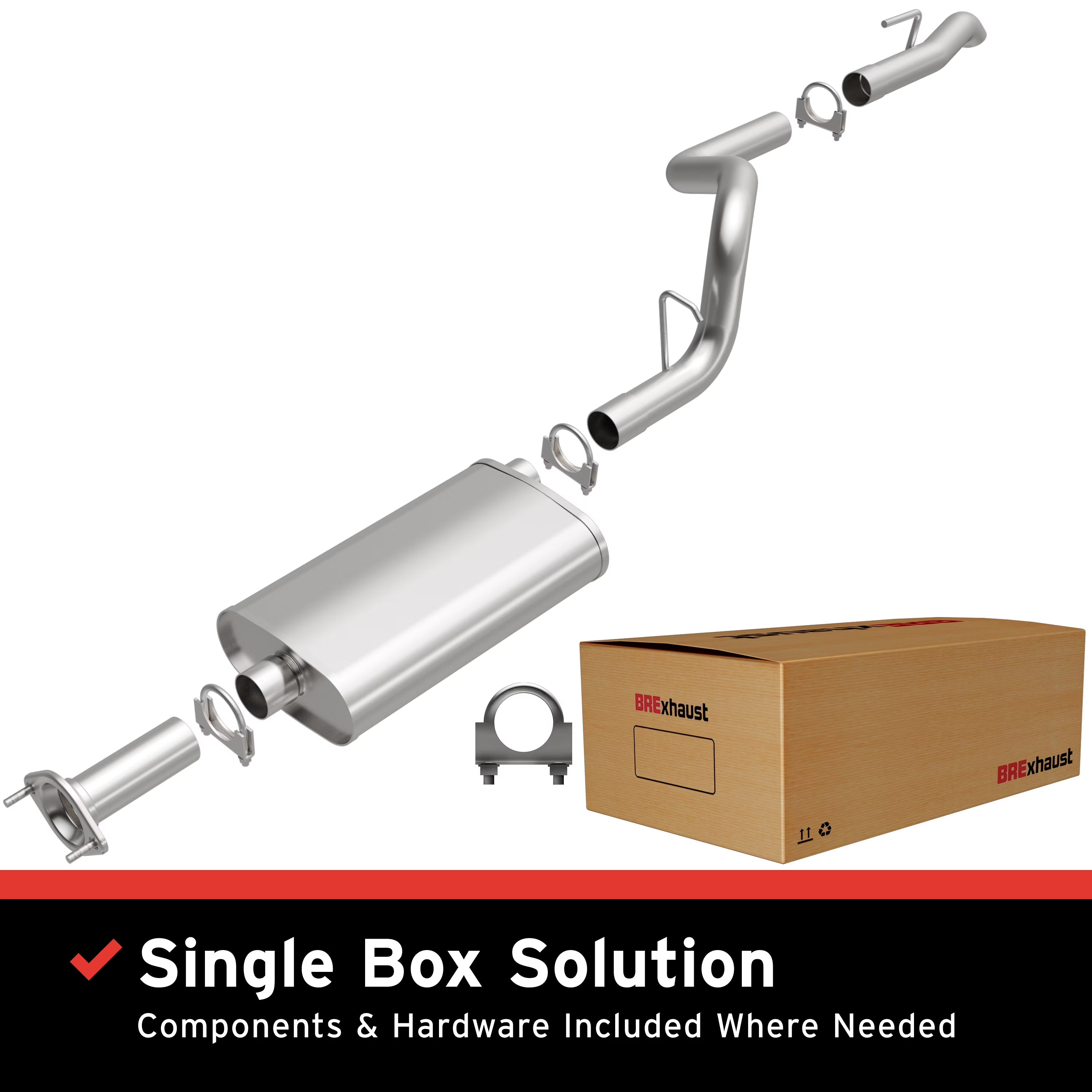BRExhaust OE Replacement Exhaust System Kit 106-0003: Compatible with 1996-1999 Jeep Cherokee 2.5L, 1996-2001 Jeep Cherokee 4.0L