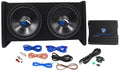 Rockville RV12.2B 1200w Dual 12  Car Subwoofer Enclosure+Mono Amplifier+Amp Kit