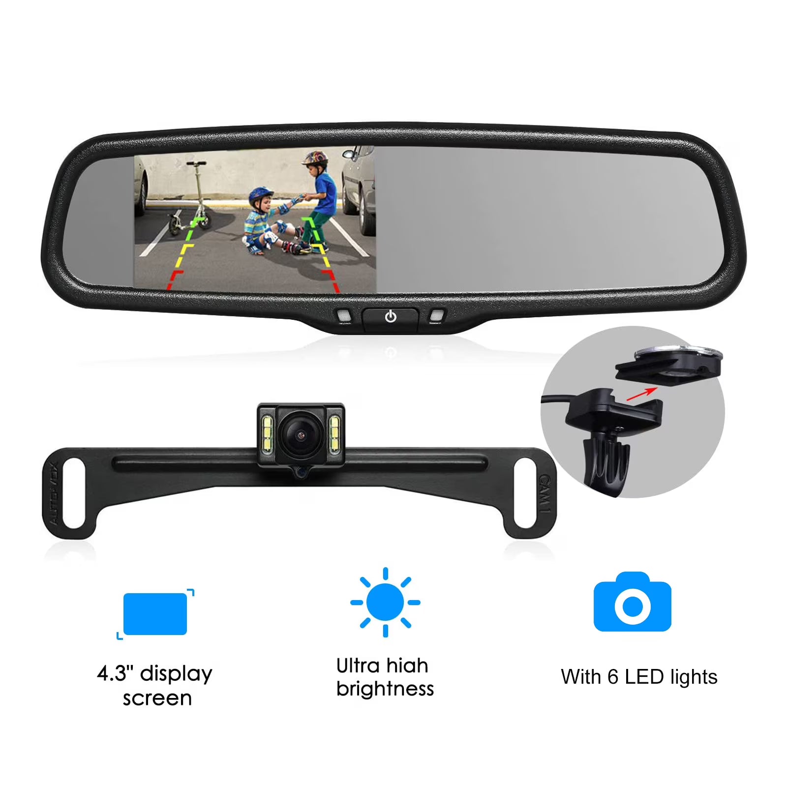 AUTO-VOX T2 Backup Camera for Car/Trucks, OEM Look Rear View Mirror with Super Night Vision 170??Wide Angle Waterproof Back Up Camera