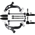 SCITOO 10pcs Front Suspension Kit Lower Control Arm with Ball Joint fit 2013-2017 for Ford Taurus for Ford Flex for Lincoln MKS for Lincoln MKT Outer Inner Tie Rod End w/Steering Boot Sway Bar Link