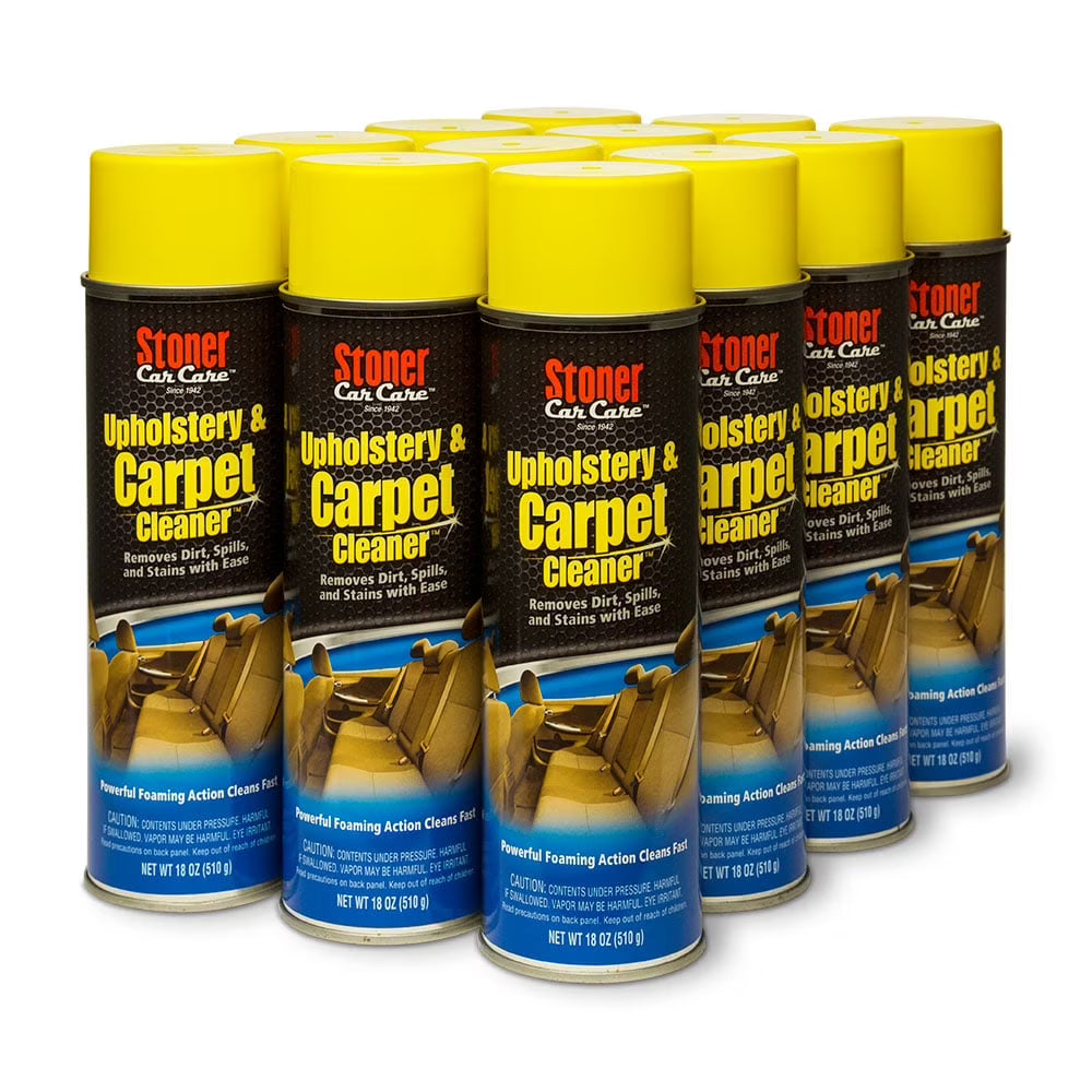 Stoner Car Care 91144-12PK 18-Ounce Upholstery and Carpet Cleaner Spray for Interior Car Care Lifts Tough Stains with Powerful Foaming Action, Pack of 12