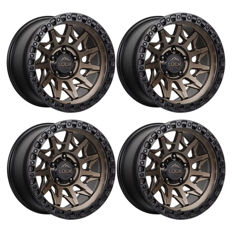 4 x Lock Offroad Lunatic Matte Bronze Wheels 6x139.7 18x9 -12et Truck Suv Rims
