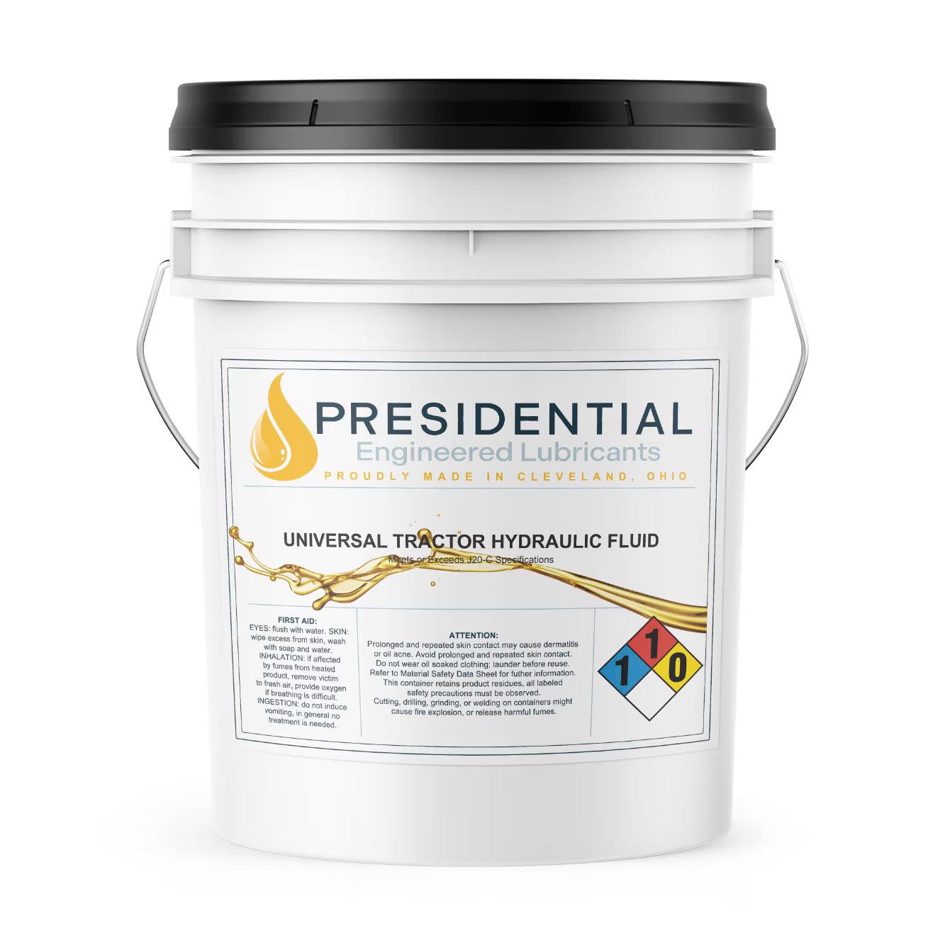 Presidential Tractor Hydraulic Fluid - for Multiple Applications - Power Steering, Transmission - J20C Equivalent - Industrial Lubricants and Premium Oils & Fluids - Made in USA (5 gal)