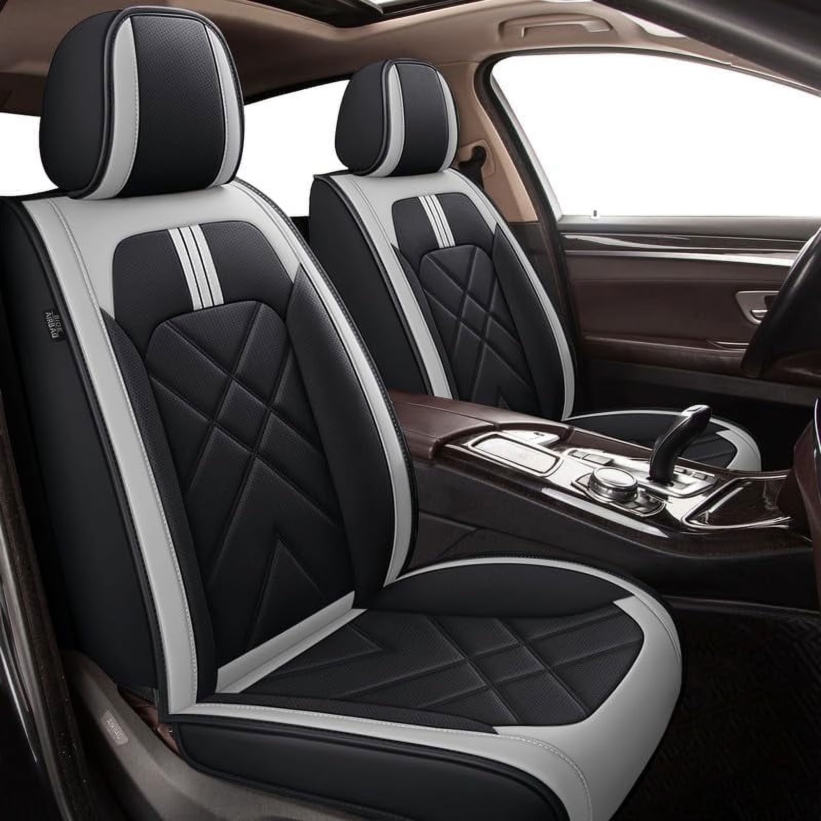DIKSOAKR Car Seat Covers for Nissan Versa 2009-2025: 5 Seats Full Set Beathable Leather Automotive Seat Protectors - Gray