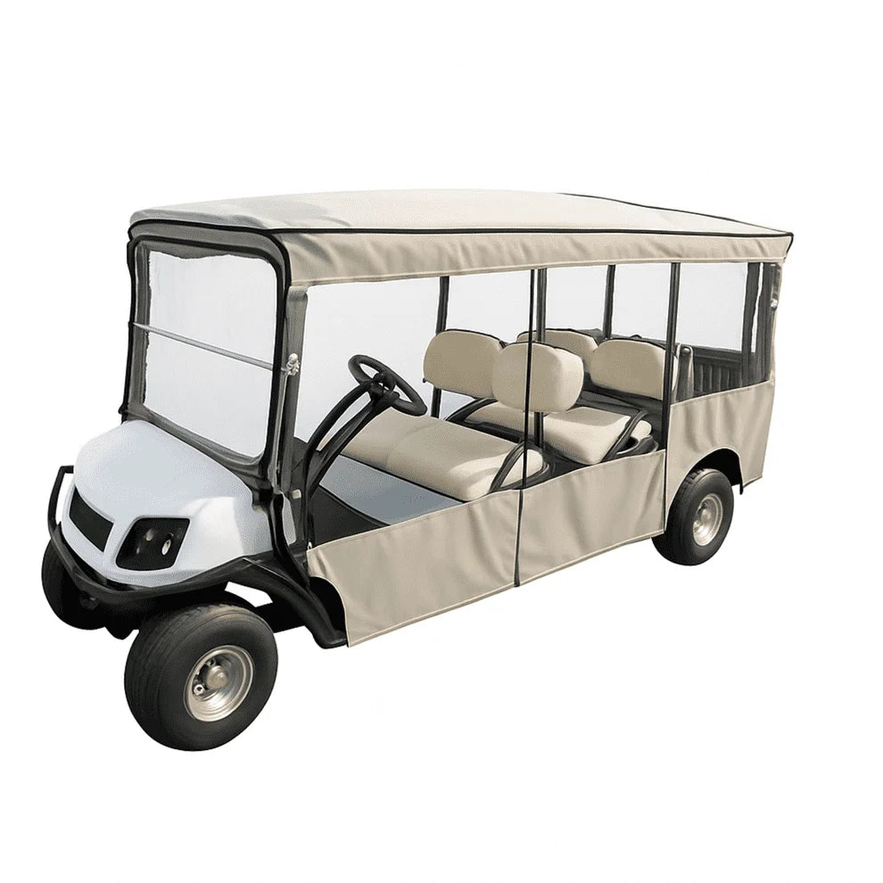 Covered Living Premium Tight Weave 6 Passengers Driving Enclosure Golf Cart Cover fits EZGO 4+2 Bench