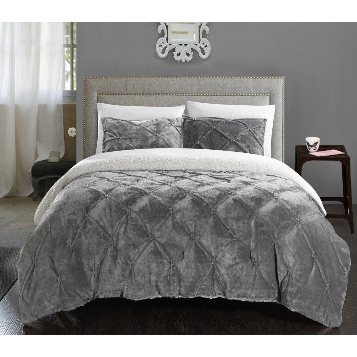 Aurelia Pinch Pleated Ruffled and Pintuck Sherpa Lined