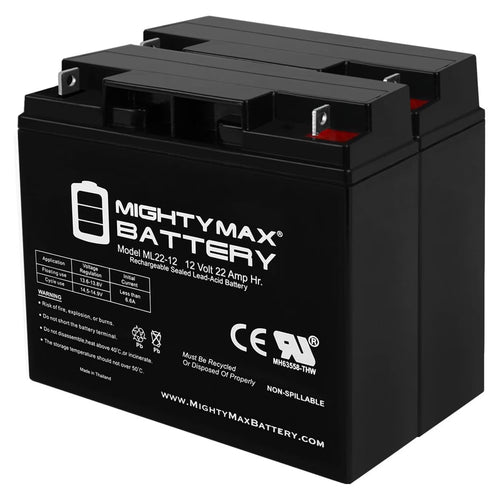 12V 22AH SLA Battery Replacement for Golden Tech. Lite Rider GP162 Scooter - 2 Pack