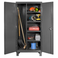 12 Gauge Recessed Door Style Lockable Shelf Cabinet with 4 Adjustable Shelves, Gray - 60 in.