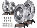 Detroit Axle Automotive Brakes Ceramic Brake Pad Drilled Slotted Rotor Braking Front & Rear 2 Pack