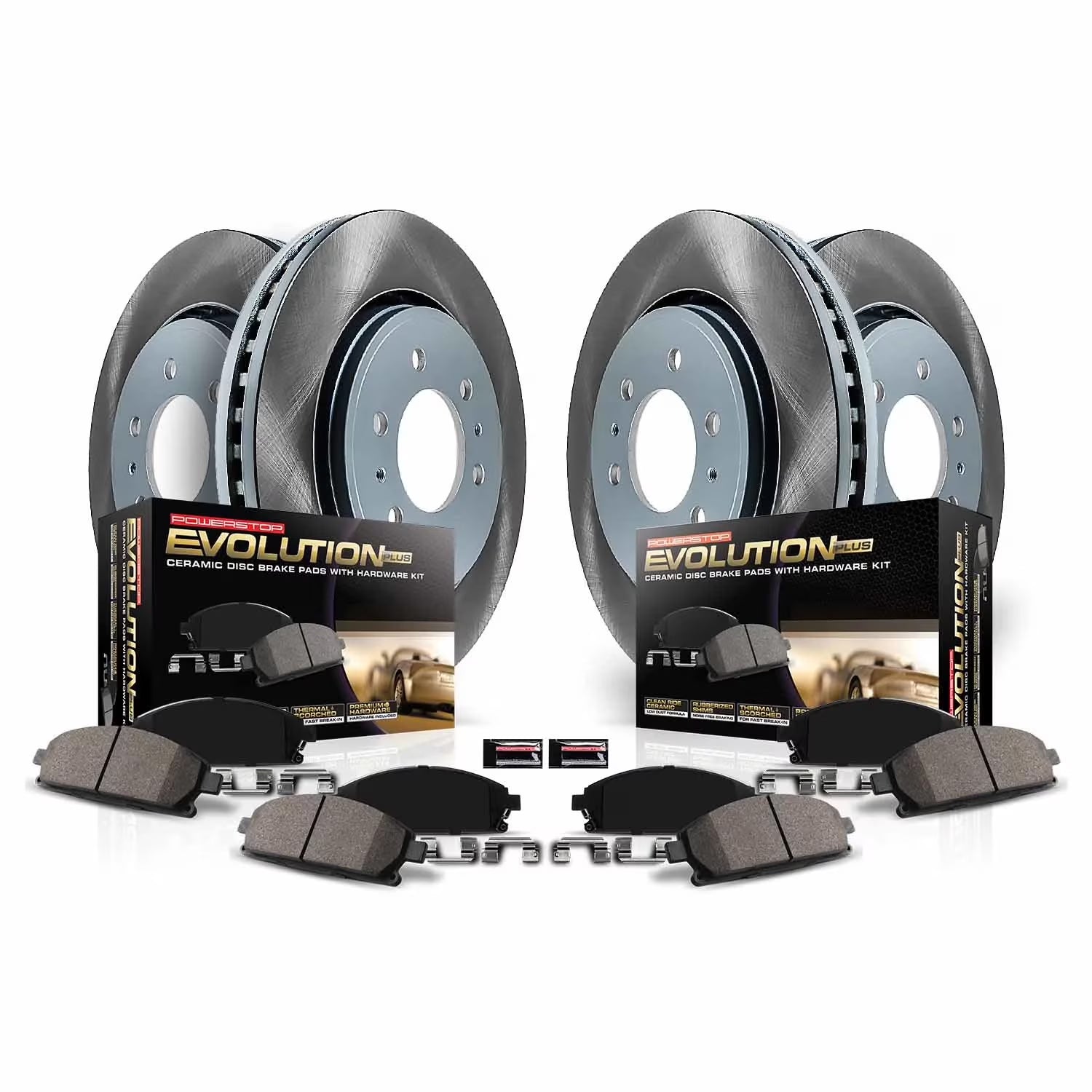 PowerStop Front and Rear Semi-Coated Rotor and Low-Dust Ceramic Brake Pad Kit SC6560