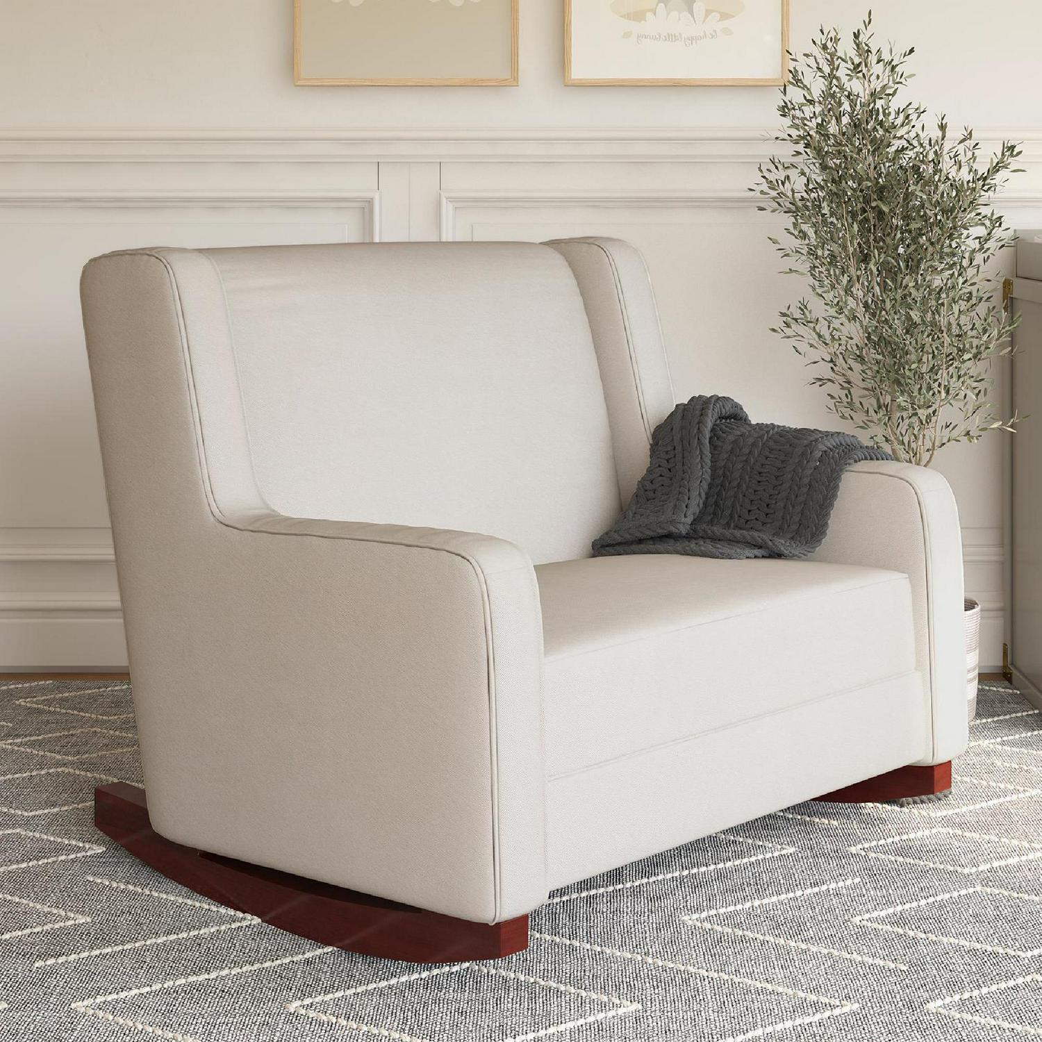 Baby Relax Hadley Upholstered Double Rocker Chair. Beige Microfiber