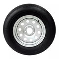 ST205/75R15 TRAILQUEST RADIAL TRAILER TIRE ON RIM, LOAD RANGE C 6 PLY, ON 5 LUG SILVER MODULAR STYLE WHEEL WITH 5X4.5  BOLT PATTERN. REPLACES F78 OR D15 - INCLUDES WARRANTY