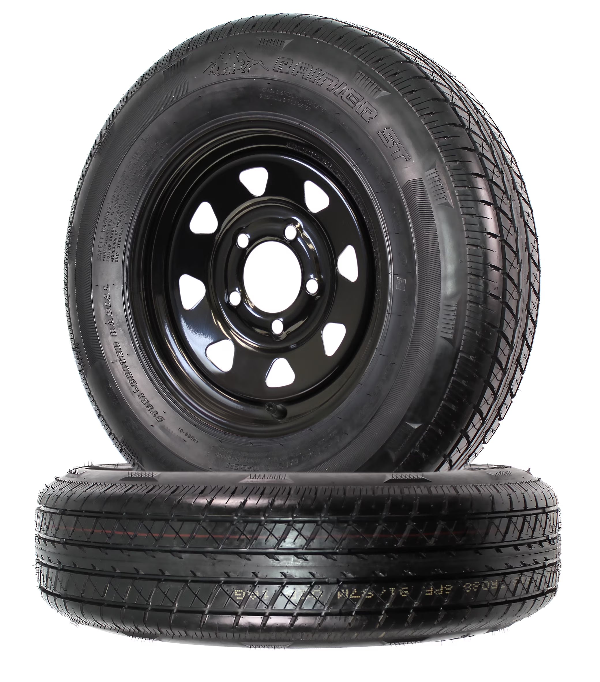 eCustomrim 2-Pk Trailer Tire Rim Radial ST175/80R13 175/80 Load C 5-4.5 Black Spoke Wheel